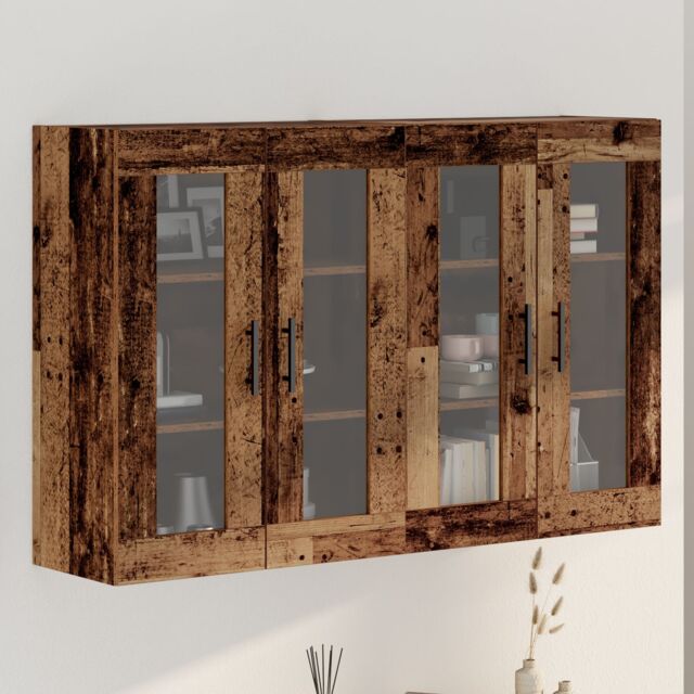 Berkfield Home Wall Mounted Cabinets 2 pcs Old Wood 69.5x34x90 cm Engineered Wood in Brown - image 1