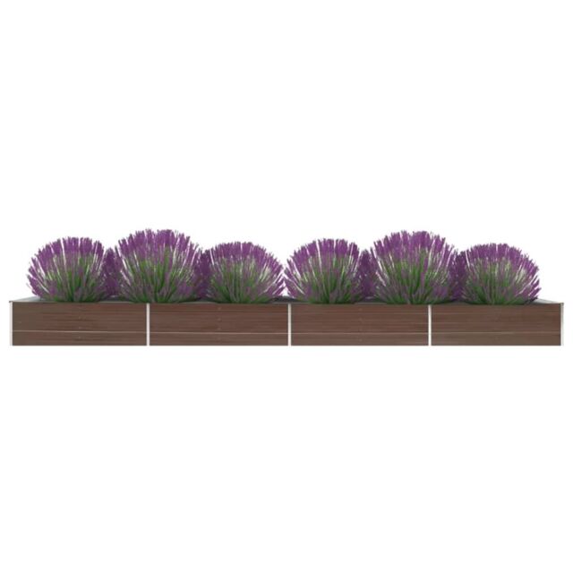 Berkfield Home Garden Raised Bed Galvanised Steel 600x80x45 cm Brown - Size: 600 x 80 x 45 cm - image 1