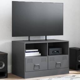 Berkfield Home TV Cabinet Anthracite 67x39x44 cm Steel in Dark Grey - Size: 67 x 39 x 44 cm - thumbnail 2