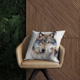 Warren Reed - Designer Wolf Watercolour Outdoor Cushion in Brown - Size: 45 cm x 45 cm - thumbnail 2