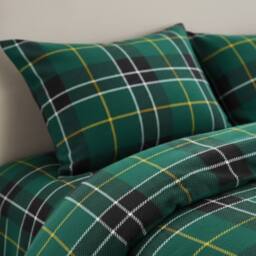 Snug City Thermal Flannelette Tartan Duvet Cover Set Warm Brushed Cotton Bedding in Green - Size: Double - thumbnail 2