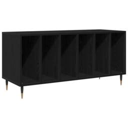 Berkfield Home Record Cabinet Black Oak 100x38x48 cm Engineered Wood - Size: 100 x 38 x 48 cm - thumbnail 3