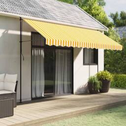 Berkfield Home Replacement Fabric for Awning Valance Yellow & White Stripe 4 m - thumbnail 1