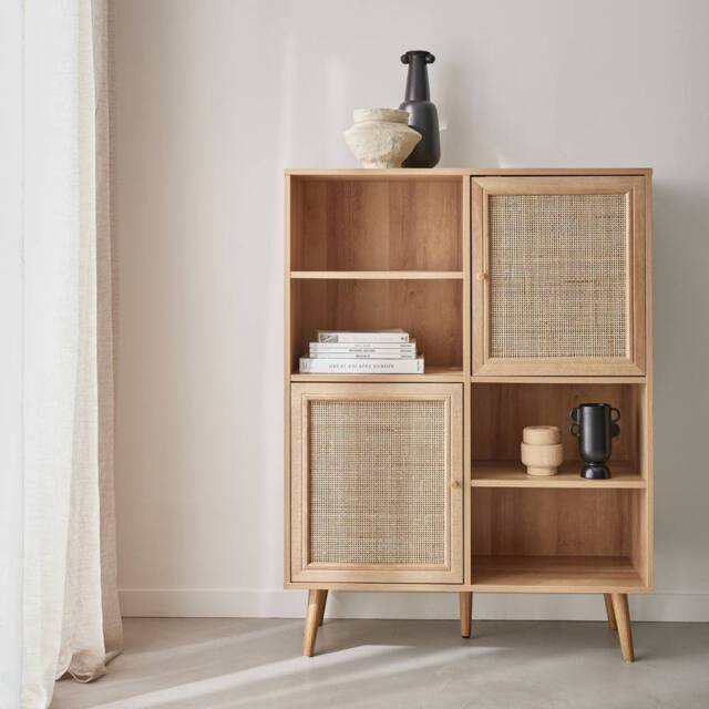 sweeek 101.5cm sideboard with wood-effect & 4 doors in Beige - image 1