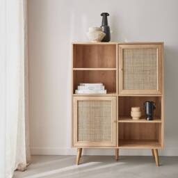 sweeek 101.5cm sideboard with wood-effect & 4 doors in Beige - thumbnail 1