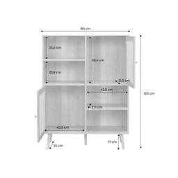 sweeek 101.5cm sideboard with wood-effect & 4 doors in Beige - thumbnail 5