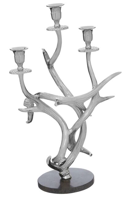 Orsina 3 Candles Antler Candelabra Holder, Candle Holder for Dining Table, 3 Candle Holder Centrepiece in Silver - image 1