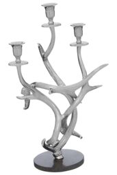 Orsina 3 Candles Antler Candelabra Holder, Candle Holder for Dining Table, 3 Candle Holder Centrepiece in Silver