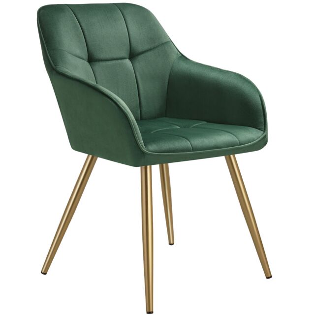 tectake Dining Chair Marilyn Per Piece - Dark Green/Gold in Dark Green - Size: 1 Pack - image 1