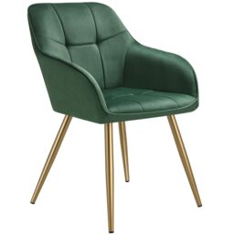 tectake Dining Chair Marilyn Per Piece - Dark Green/Gold in Dark Green - Size: 1 Pack