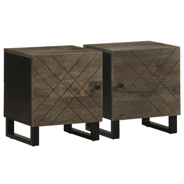 Berkfield Home Bedside Cabinets 2 pcs Black 40x33x46 cm Solid Wood Mango - Size: 40 x 33 x 46 cm - image 1