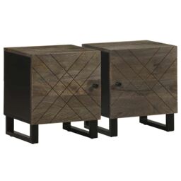 Berkfield Home Bedside Cabinets 2 pcs Black 40x33x46 cm Solid Wood Mango - Size: 40 x 33 x 46 cm - thumbnail 1