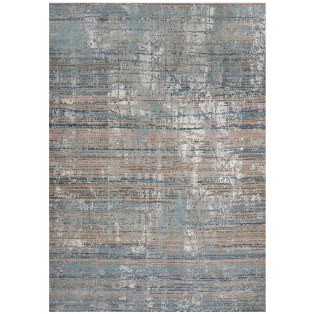 Kukoon Beige Blue Abstract Distressed Effect Area Rug in Mid Blue - Size: 120 cm x 170 cm - image 1