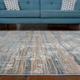 Kukoon Beige Blue Abstract Distressed Effect Area Rug in Mid Blue - Size: 120 cm x 170 cm - thumbnail 3