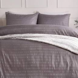 OHS Embossed Bedding Set Textured Duvet Cover with Pillowcase in Grey - Size: Double - thumbnail 2