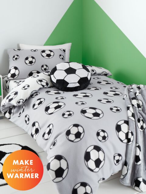 Catherine Lansfield 'Football Fleece' Duvet Cover Set in Grey - Size: Double - image 1