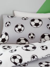 Catherine Lansfield 'Football Fleece' Duvet Cover Set in Grey - Size: Double - thumbnail 3