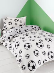 Catherine Lansfield 'Football Fleece' Duvet Cover Set in Grey - Size: Double - thumbnail 2