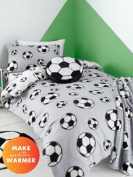 Catherine Lansfield 'Football Fleece' Duvet Cover Set in Grey - Size: Double
