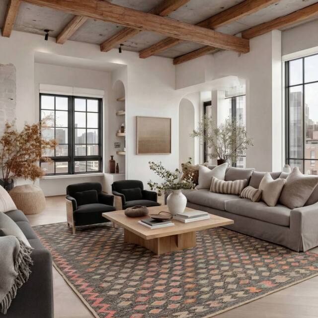 Kukoon Grey Machine Washable Jute Boho Style Distressed Living Room Area Rug - Size: 160 cm x 230 cm