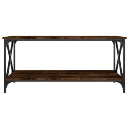 Berkfield Home Coffee Table Smoked Oak 100x50x45 cm Engineered Wood & Iron in Brown - Size: 100 x 50 x 45 cm - thumbnail 4