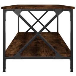 Berkfield Home Coffee Table Smoked Oak 100x50x45 cm Engineered Wood & Iron in Brown - Size: 100 x 50 x 45 cm - thumbnail 5
