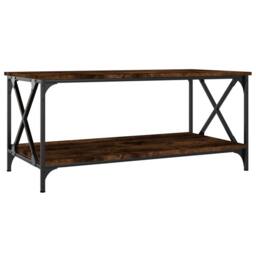 Berkfield Home Coffee Table Smoked Oak 100x50x45 cm Engineered Wood & Iron in Brown - Size: 100 x 50 x 45 cm - thumbnail 1