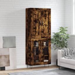Berkfield Home Highboard Smoked Oak 69.5x34x180 cm Engineered Wood in Brown - thumbnail 2