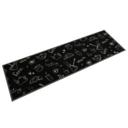Berkfield Home Kitchen Rug Washable Morning Black 45x150 cm Velvet - thumbnail 1