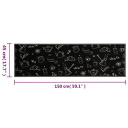 Berkfield Home Kitchen Rug Washable Morning Black 45x150 cm Velvet - thumbnail 5