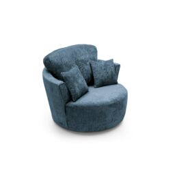 Abakus Direct Harriet Crushed Chenille Swivel Chair in Dark Blue - thumbnail 5