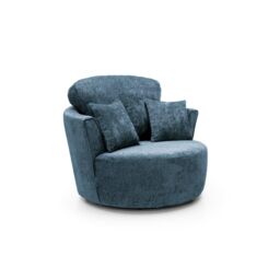 Abakus Direct Harriet Crushed Chenille Swivel Chair in Dark Blue - thumbnail 2