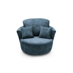 Abakus Direct Harriet Crushed Chenille Swivel Chair in Dark Blue - thumbnail 4