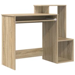 Berkfield Home Sonoma Oak Computer Desk Sonoma oak MDF with oak veneer Medium in Brown - thumbnail 2