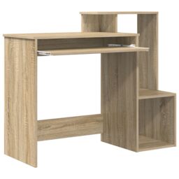 Berkfield Home Sonoma Oak Computer Desk Sonoma oak MDF with oak veneer Medium in Brown - thumbnail 4