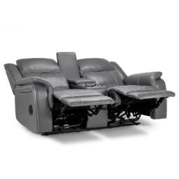 Furnishings For Less UK Orlando Grey Leather Electric Reclining Sofa Suite 3 + 2 USB - thumbnail 7