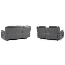 Furnishings For Less UK Orlando Grey Leather Electric Reclining Sofa Suite 3 + 2 USB - thumbnail 6