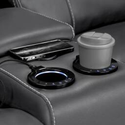 Furnishings For Less UK Orlando Grey Leather Electric Reclining Sofa Suite 3 + 2 USB - thumbnail 9
