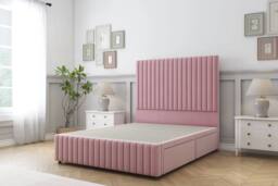 "Sloomy Madison Plush Divan Base 2 Drawers -54"" Headboard & 12"" Footboard in Pink - Size: King" - thumbnail 1