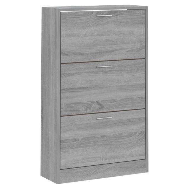 Berkfield Home Shoe Cabinet Grey Sonoma 63x24x103 cm Engineered Wood - Size: 63 x 24 x 103 cm