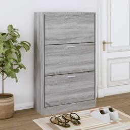 Berkfield Home Shoe Cabinet Grey Sonoma 63x24x103 cm Engineered Wood - Size: 63 x 24 x 103 cm - thumbnail 2