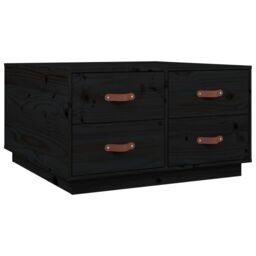 Berkfield Home Coffee Table Black 80x80x45 cm Solid Wood Pine - Size: 80 x 80 x 45 cm - thumbnail 2