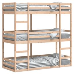 Berkfield Home Triple Bunk Bed without Mattress 80x200 cm Solid Wood Pine in Brown - thumbnail 2