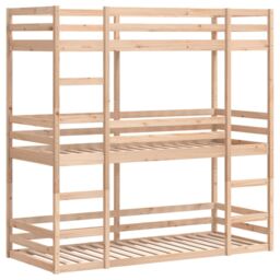Berkfield Home Triple Bunk Bed without Mattress 80x200 cm Solid Wood Pine in Brown - thumbnail 3