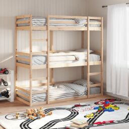 Berkfield Home Triple Bunk Bed without Mattress 80x200 cm Solid Wood Pine in Brown - thumbnail 1