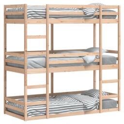 Berkfield Home Triple Bunk Bed without Mattress 80x200 cm Solid Wood Pine in Brown - thumbnail 4