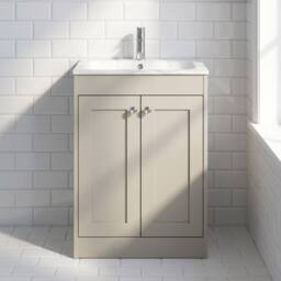 Balterley 600mm Floor Standing 2 Door Unit & Stone Basin 1 Tap Hole Pebble Grey - thumbnail 6
