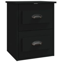 Berkfield Home Wall-mounted Bedside Cabinet Black 41.5x36x53cm - Size: 41.5x36x53 cm - thumbnail 2