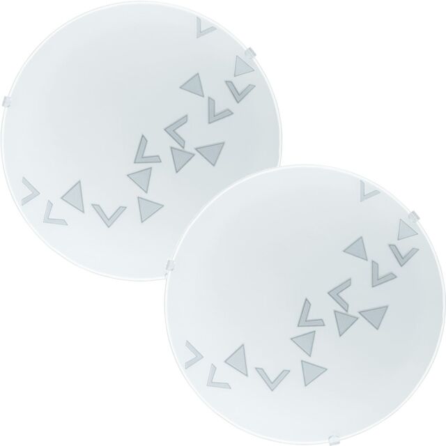 Loops 2 PACK Wall Flush Ceiling Light White Shade Traingle Design Satin Glass E27 60W - image 1