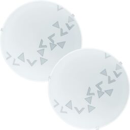 Loops 2 PACK Wall Flush Ceiling Light White Shade Traingle Design Satin Glass E27 60W
